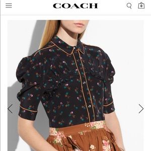 COACH gathered front silk blouse